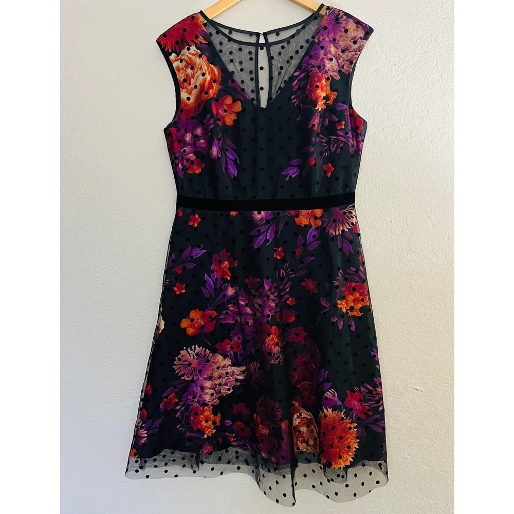 SD Collection Dresses | SD Collection Floral Polka Dot Lace Sleeveless